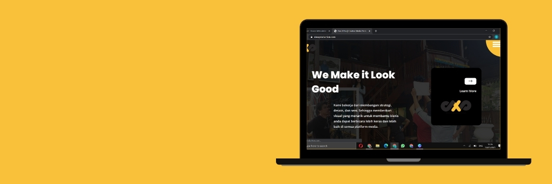 proyek terbaru kami untuk membuat web bisnis dasproduction dengan skema warna kuning dan hitam sesuai dengan skema warna logo yang sudah dimiliki oleh perusahaan.